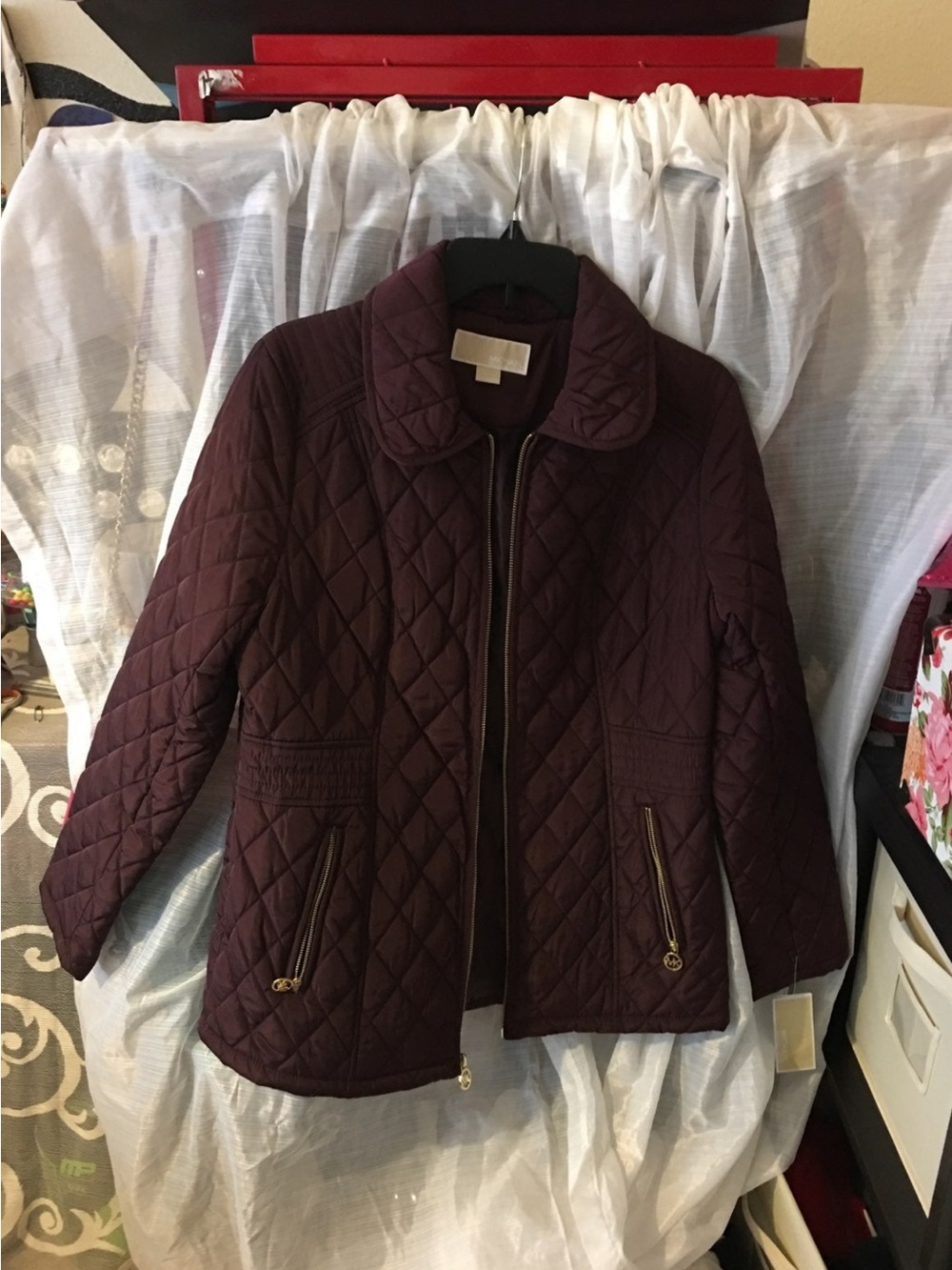 Michael Kors Quilted Puffer Jacket in Deep Plum M